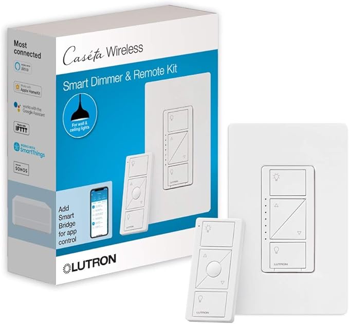 Lutron Caseta Wireless 150-Watt Double Pole 3-Way Wireless White Indoor Touch Dimmer P-PKG1W-WH-R