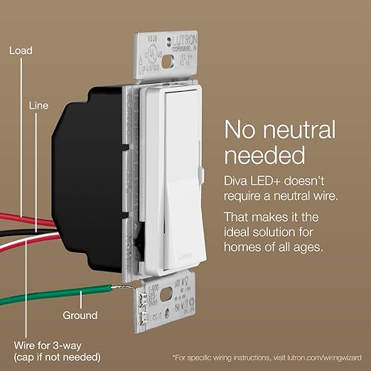 Lutron Diva LED+ Dimmer Switch for Dimmable LED, Halogen and Incandescent Bulbs, Single-Pole or 3-Way, DVCL-153P-WH-2, White (2-Pack)