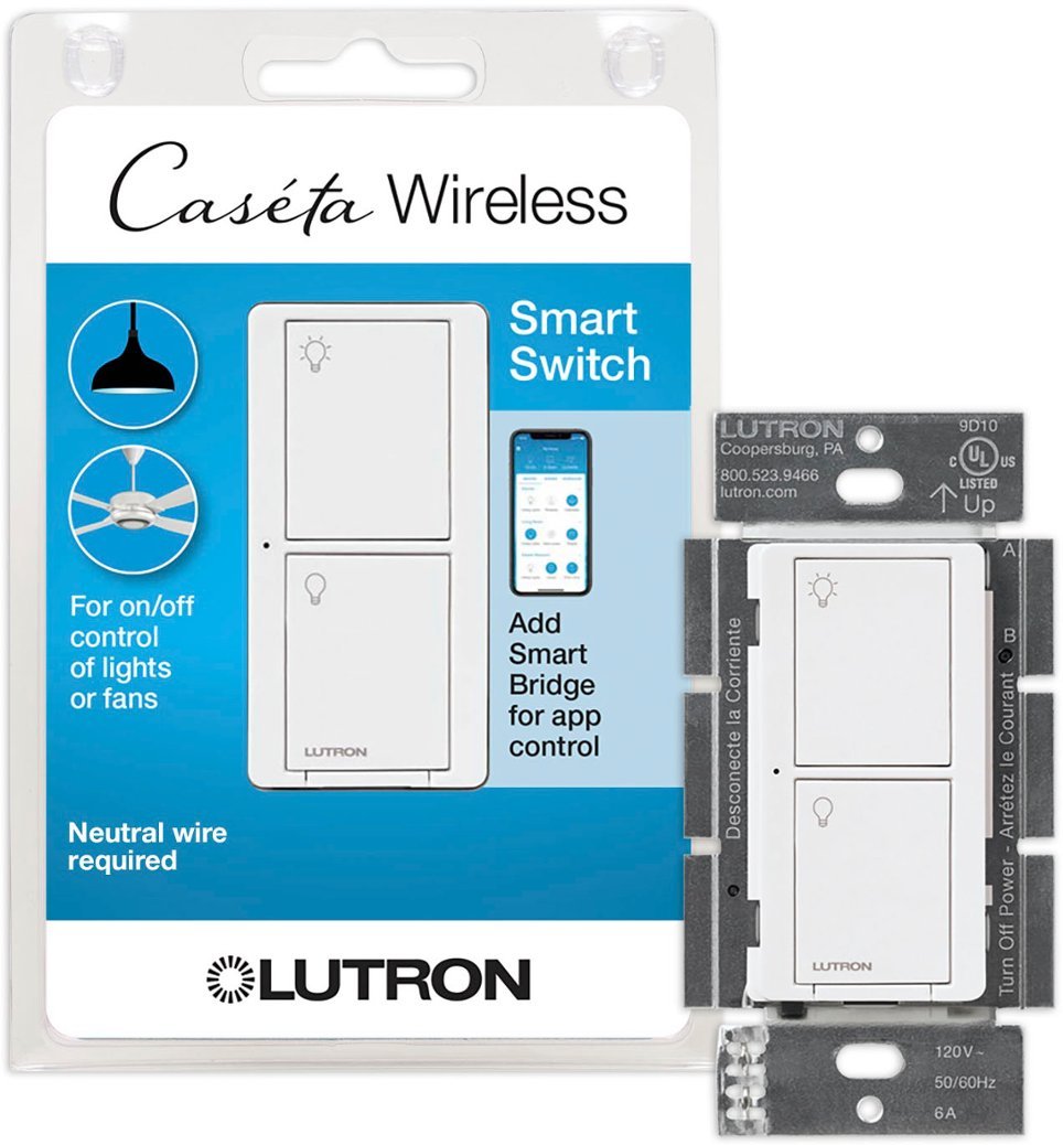 Lutron Caseta Smart Lighting Original Switch for Light Bulbs and Fans - PD-5ANS-WH-R