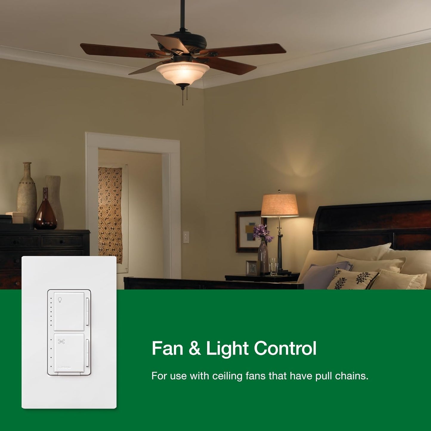 Lutron Maestro Fan Control and Light Dimmer for Dimmable LEDs - MACL-LFQH-WH