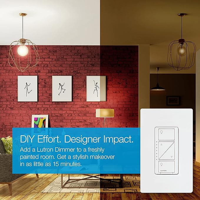 Lutron Caseta PD-6WCL-WH-R Wireless 150-Watt Multi-Location in-Wall Dimmer, White