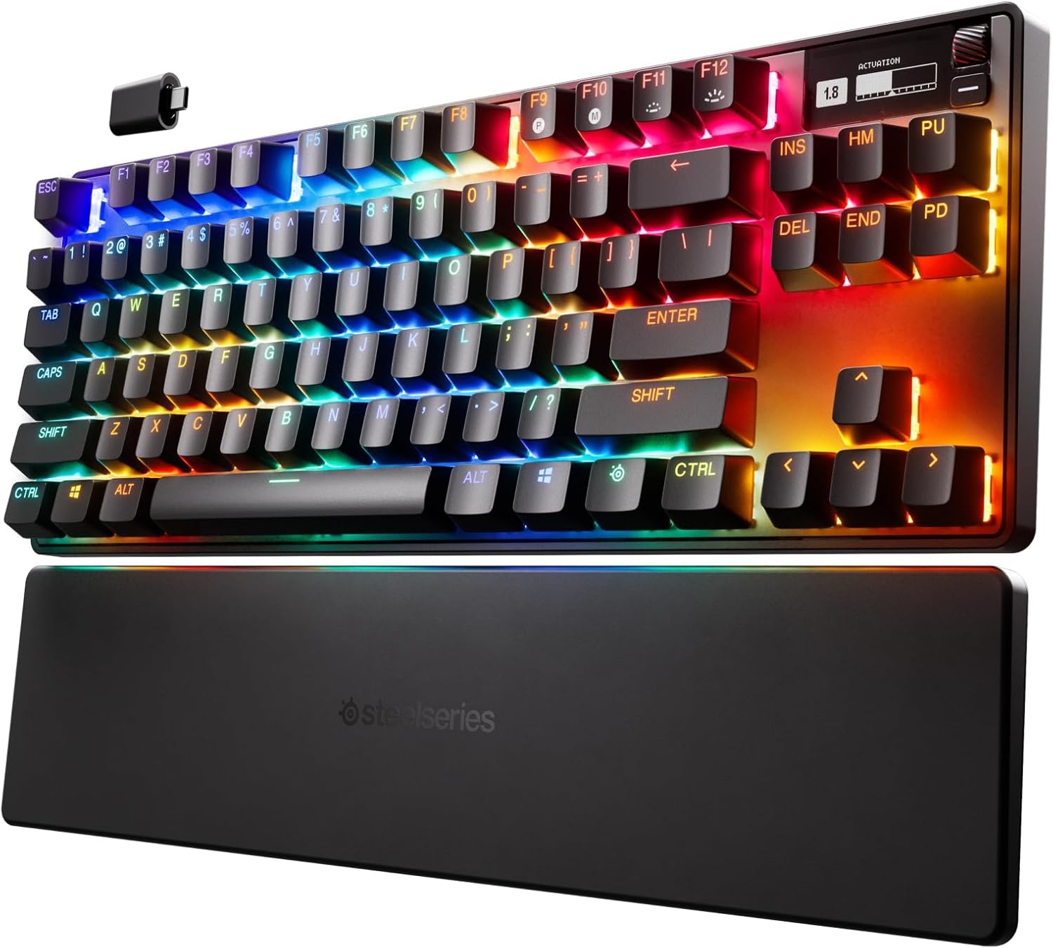 69637a840cc25fed9cd7aa7567530b35ac884cdf89ee0119fe4f4.jpg SteelSeries Apex Pro TKL Wireless HyperMagnetic Gaming Keyboard — Esports Tenkeyless — OLED Screen — Adjustable Actuation — PBT Keycaps — Bluetooth — 2.4GHz — USB-C - Image 1