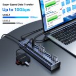 ACASIS 16-Port Powered USB 3.1 Hub - 10Gbps High-Speed Data Hub with Aluminum Housing & 96W Power Adapter, for PC, Laptop, Printer, Camera and More - Image 4