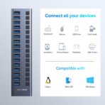 ACASIS 16-Port Powered USB 3.1 Hub - 10Gbps High-Speed Data Hub with Aluminum Housing & 96W Power Adapter, for PC, Laptop, Printer, Camera and More - Image 7